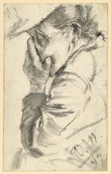 Weeping Old Woman, Her Face Pressed into Her Hand, Bust Facing Left