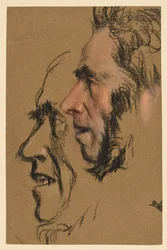 Two Studies of a Male Face in Left Profile