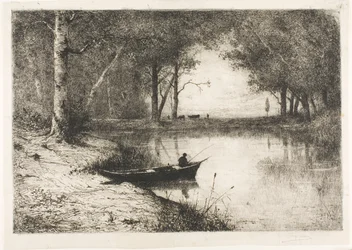 Fisherman in a Boat at the Riverside