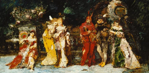 Characters on a Deck with Faust and Mephisto