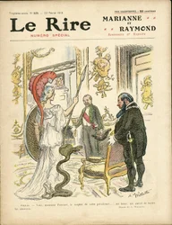 Illustration of Adolphe dit Willette for the Cover of Le Rire, 22/02/13 - President of the Republic, Hat, Elysee, Armchair (symbol of power) - Poinscare Raymond
