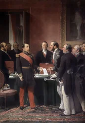 French Emperor Napoleon III Giving Baron Haussmann the Decree on the Annexation of Suburban Towns in Paris, June 1859