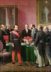 Napoleon III Hands Over The Decree allowing the Annexation of the Suburban Communes of Paris to Baron Georges Haussmann in June 1859
