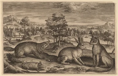 A Mole, a Badger, a Horned Hare and a Fox