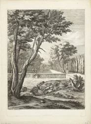 Landscape with Two Men by a Fountain