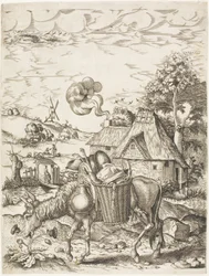 The Donkey Laden with Food, from Emblematic Figures of Animals