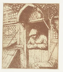 Farmer Leaning on Lower Door