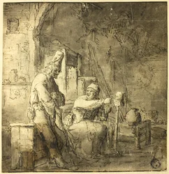 Old Peasant Couple in Cottage