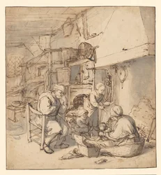 Peasant Family around the Fireplace
