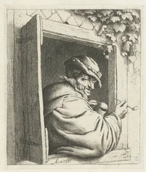 Smoking Farmer in a Window Opening