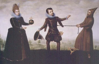 Satire on the Archduke Albert the Pious Renouncing His Archbishopric of Toledo in Order to Marry the Infanta Isabella Clara Eugenia in 1598