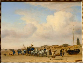 Noble Carriage Traveling on the Beach of Scheveningen, 1660