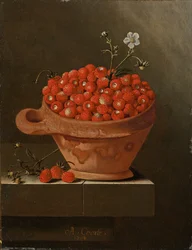 Still Life with Strawberries in a Clay Pot