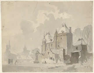 View of a Fantasized (?) Castle Near a Town