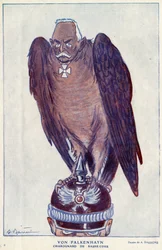 Cartoon by German General Erich von Falkenhayn (1861-1922) (Lower Court Charognard) in Fantasio 1916 - Illustration by Adrien Barrere
