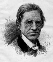 Portrait of Emile Littre, French philologist, doctor and politician. Engraving by Adrien Marie in 