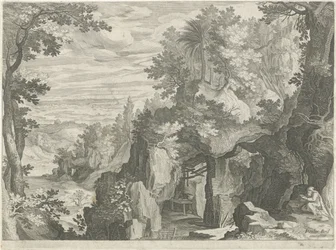 Mountain Landscape with a Hermit
