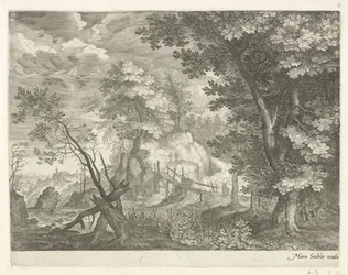 Forest Landscape with Wooden Bridge (Mountain Landscapes from Tyrol series)