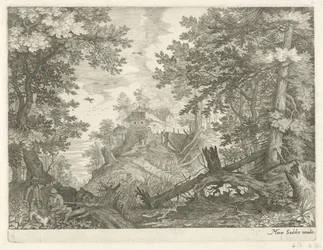 Forest Landscape with Two Hunters and a Dog