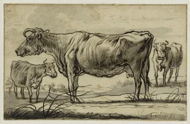 Three cows in the pasture (Lugt 16)