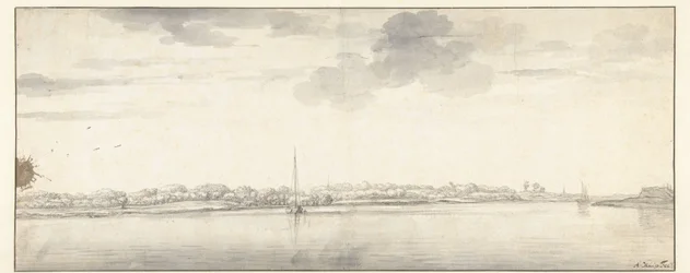 Expansive River View with Ships on Calm Water