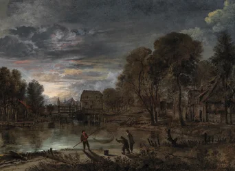A Nocturnal Landscape with Fishermen