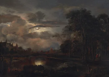 Moonlit Landscape with Bridge