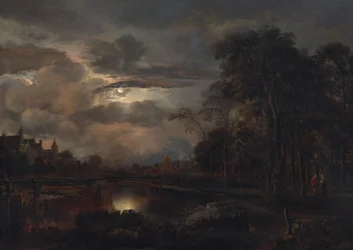 Moonlit Landscape with Bridge