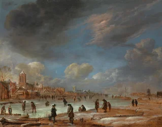 Winter Landscape near a Town with Kolf Players