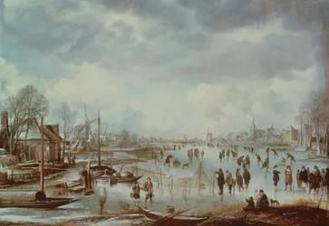 Winter Scene with Figures Skating