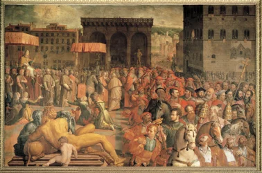 Pope Leo X returning to Florence after his election