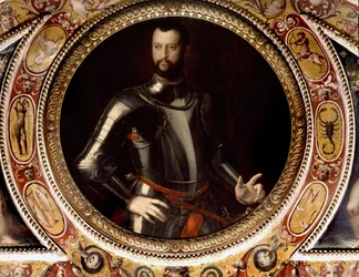 Portrait of Jean de Medicis dit Jean des Bands Noires (Giovanni dalle Bande Nere) (1498-1526) by Bronzino (1503-1572) - Painting preserved at Palazzo Vecchio, Florence