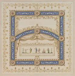 Ceiling Designs in the Antique Manner, with Central Scenes of the Gods in Friezes