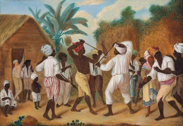 A Cudgelling Match between English and French Negroes in the Island of Dominica