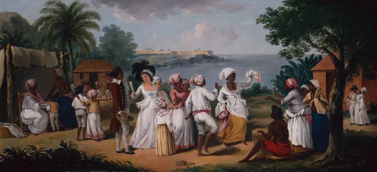 A Negroes Dance in the Island of Dominica, Fort Young beyond