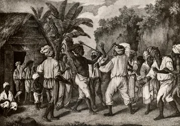 Cudgeling Match between Black Englishmen and Frenchmen on Island of Dominica, Santo Domingo