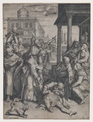 Saint Paul Raising Patroclus Surrounded by a Group of Onlookers