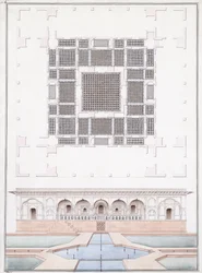 Elevation of the south front and Garden Palace of the Suraj Bhawan at Dig