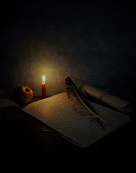 Quiet Candlelit Study