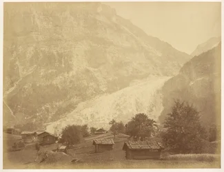 Lower Glacier of Grindelwald and Route of the Boenisseg on the Mettenberg