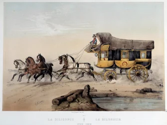 La diligence. Lithography by Albert Adam