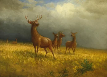 Three Deer and a Stag, c. 1885