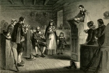 Public Worship at Plymouth by the Pilgrims