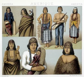 Costumes of the California Indians. Illustration in “The Historical Costume” by Racinet