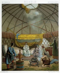 Kalmyk (Russian nomads) in their yurt