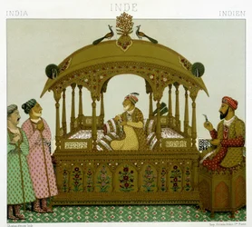 Throne of the Mugol emperors. Chromolithographic plate - in 