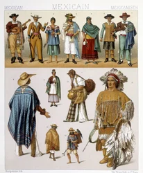 Traditional Mexican Costumes. Illustration in 