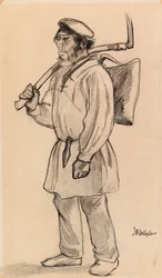 Haymaker from Häme, study for At the Gate