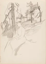 Landscape Sketch, Woman in the Foreground