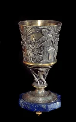 Porphyry Cup in Silver and Porcelain by Albert Ernest Carrier Belleuse